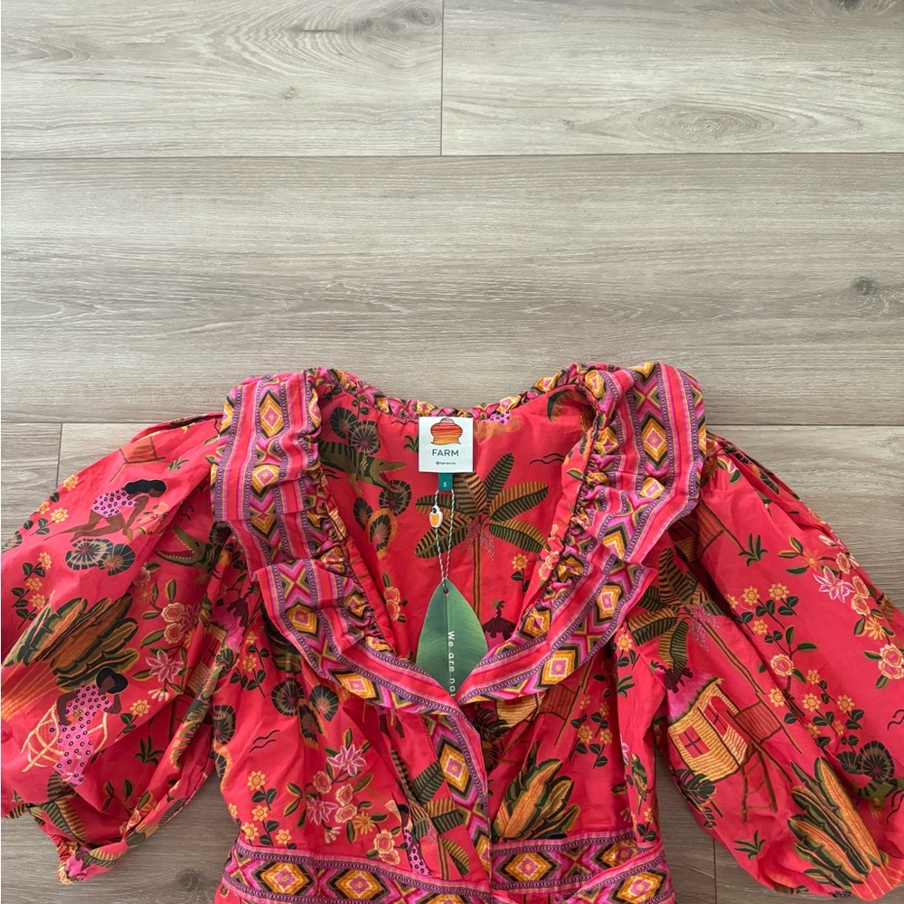 Farm Rio Floral Red Maxi Wrap Dress Small - Picture 2 of 12